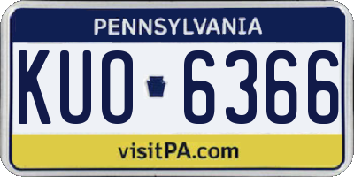 PA license plate KUO6366