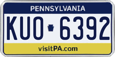 PA license plate KUO6392