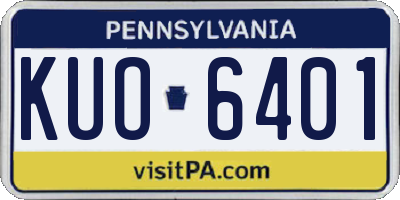 PA license plate KUO6401