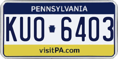 PA license plate KUO6403