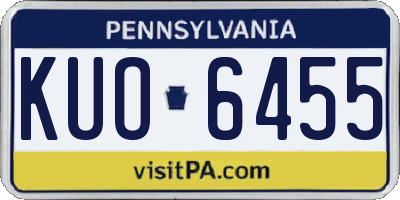 PA license plate KUO6455