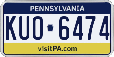 PA license plate KUO6474