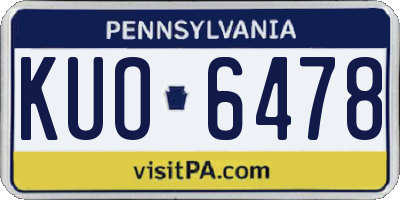 PA license plate KUO6478