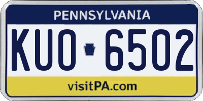 PA license plate KUO6502