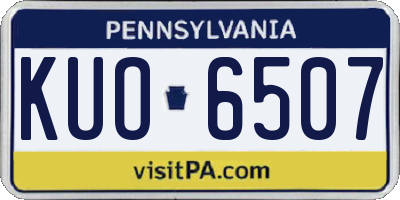 PA license plate KUO6507