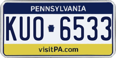PA license plate KUO6533