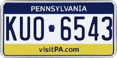PA license plate KUO6543