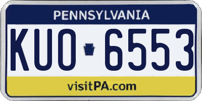 PA license plate KUO6553