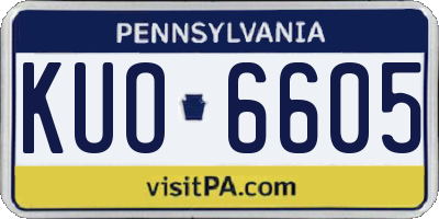 PA license plate KUO6605