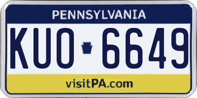 PA license plate KUO6649