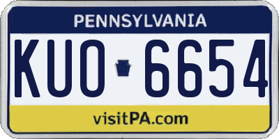 PA license plate KUO6654