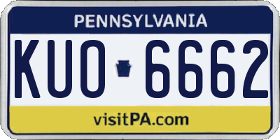 PA license plate KUO6662