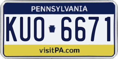 PA license plate KUO6671