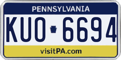 PA license plate KUO6694