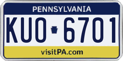 PA license plate KUO6701