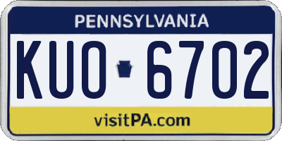 PA license plate KUO6702