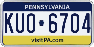 PA license plate KUO6704