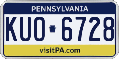 PA license plate KUO6728