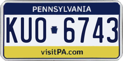 PA license plate KUO6743