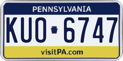 PA license plate KUO6747