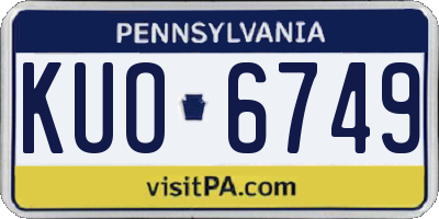 PA license plate KUO6749