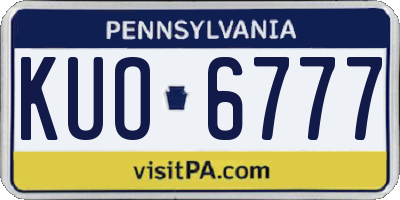 PA license plate KUO6777