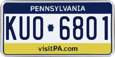 PA license plate KUO6801