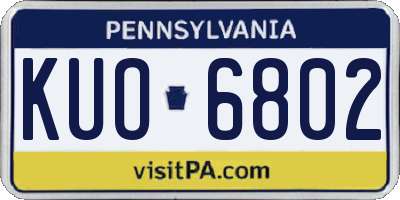 PA license plate KUO6802