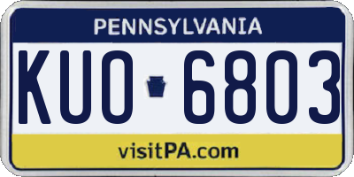 PA license plate KUO6803