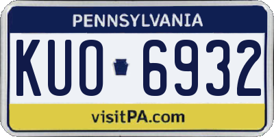 PA license plate KUO6932