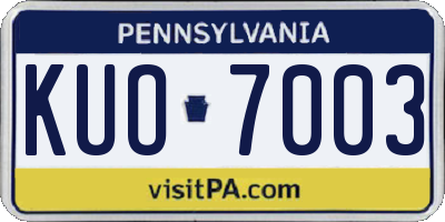 PA license plate KUO7003