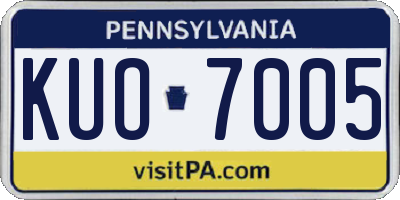 PA license plate KUO7005