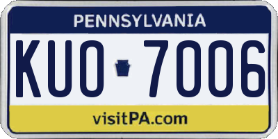 PA license plate KUO7006