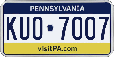 PA license plate KUO7007