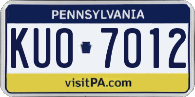 PA license plate KUO7012