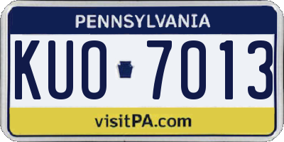 PA license plate KUO7013