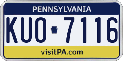 PA license plate KUO7116