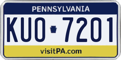 PA license plate KUO7201