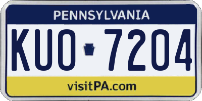 PA license plate KUO7204