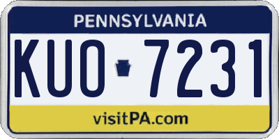 PA license plate KUO7231