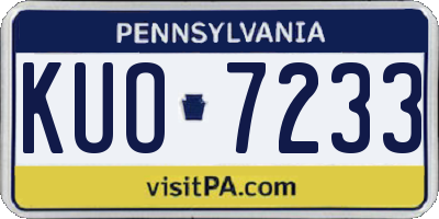 PA license plate KUO7233