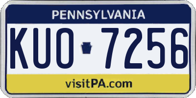 PA license plate KUO7256