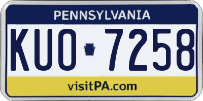 PA license plate KUO7258