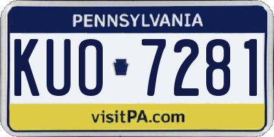 PA license plate KUO7281