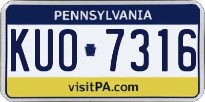 PA license plate KUO7316