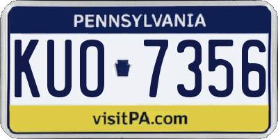 PA license plate KUO7356