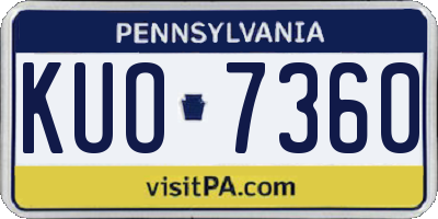 PA license plate KUO7360
