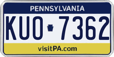 PA license plate KUO7362