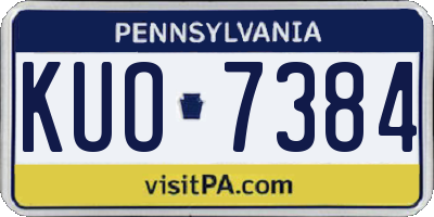 PA license plate KUO7384