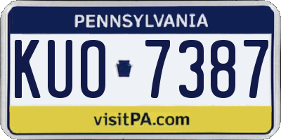 PA license plate KUO7387